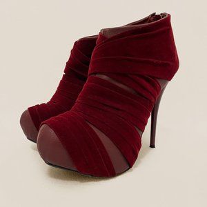 Crimson Velvet Bandage Stiletto Booties